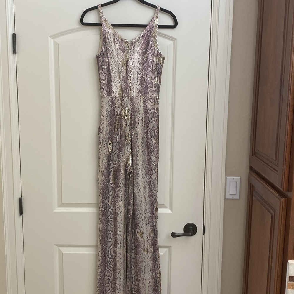 NWT Dress The Population Charlie Python heavy Sequins Ornate Jumpsuit Womens XS - Picture 4 of 13